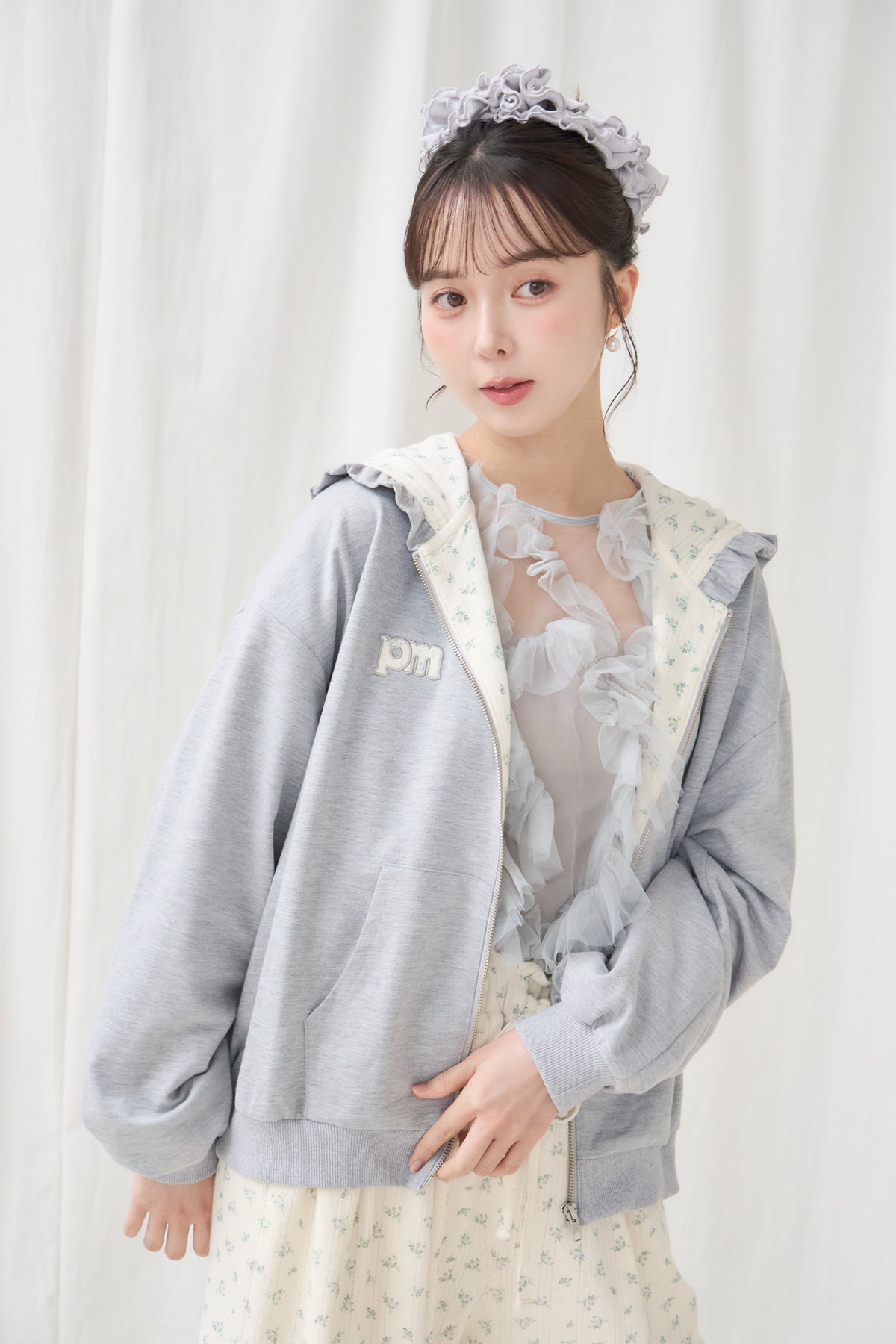 flower frill hoodie