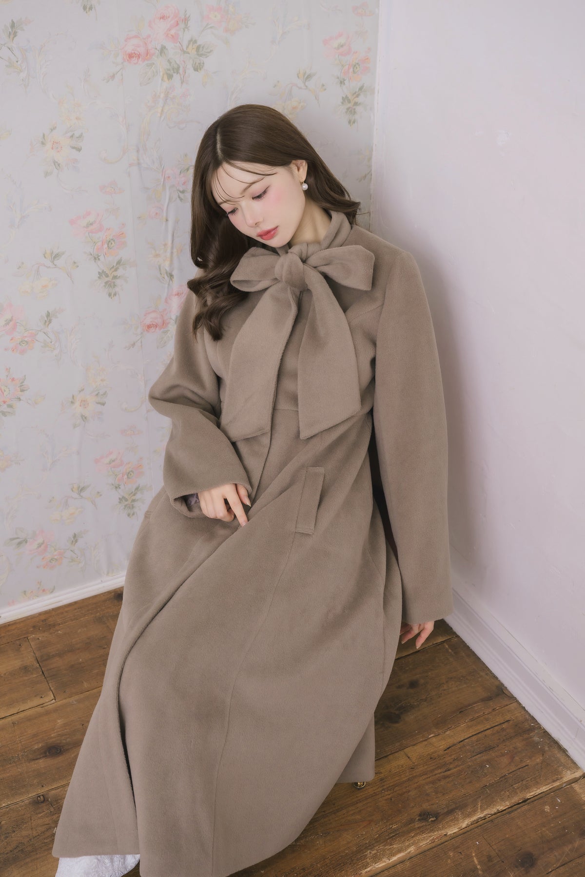 soft ribbon long coat