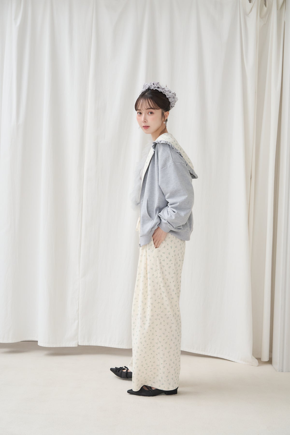 flower frill hoodie