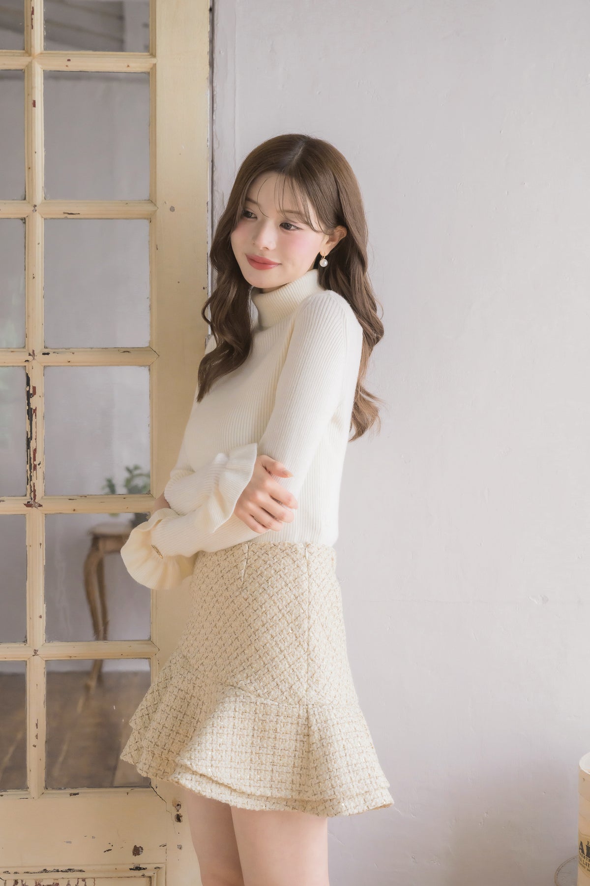 tweed whip mini skirt