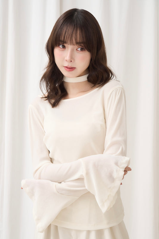 back-open sheer velour tops