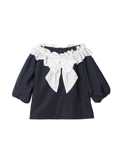 frill collar ribbon blouse