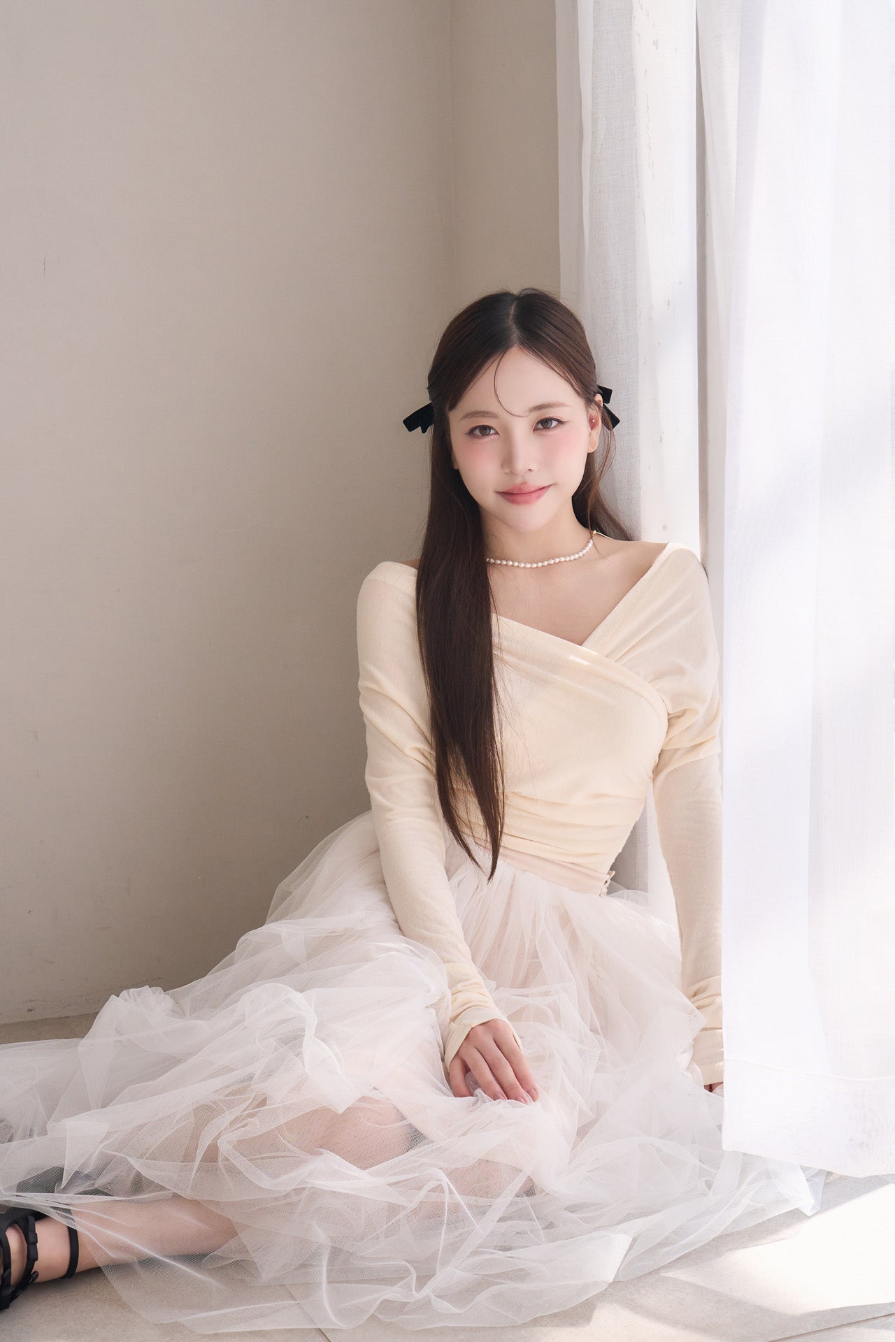 drape ribbon tulle skirt | POMIII PARTAGE