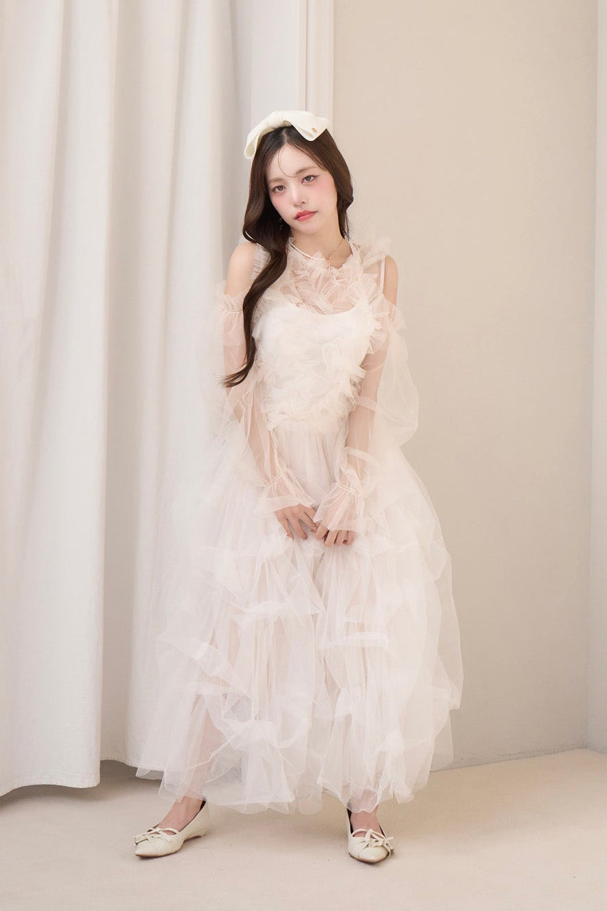 drape ribbon tulle skirt