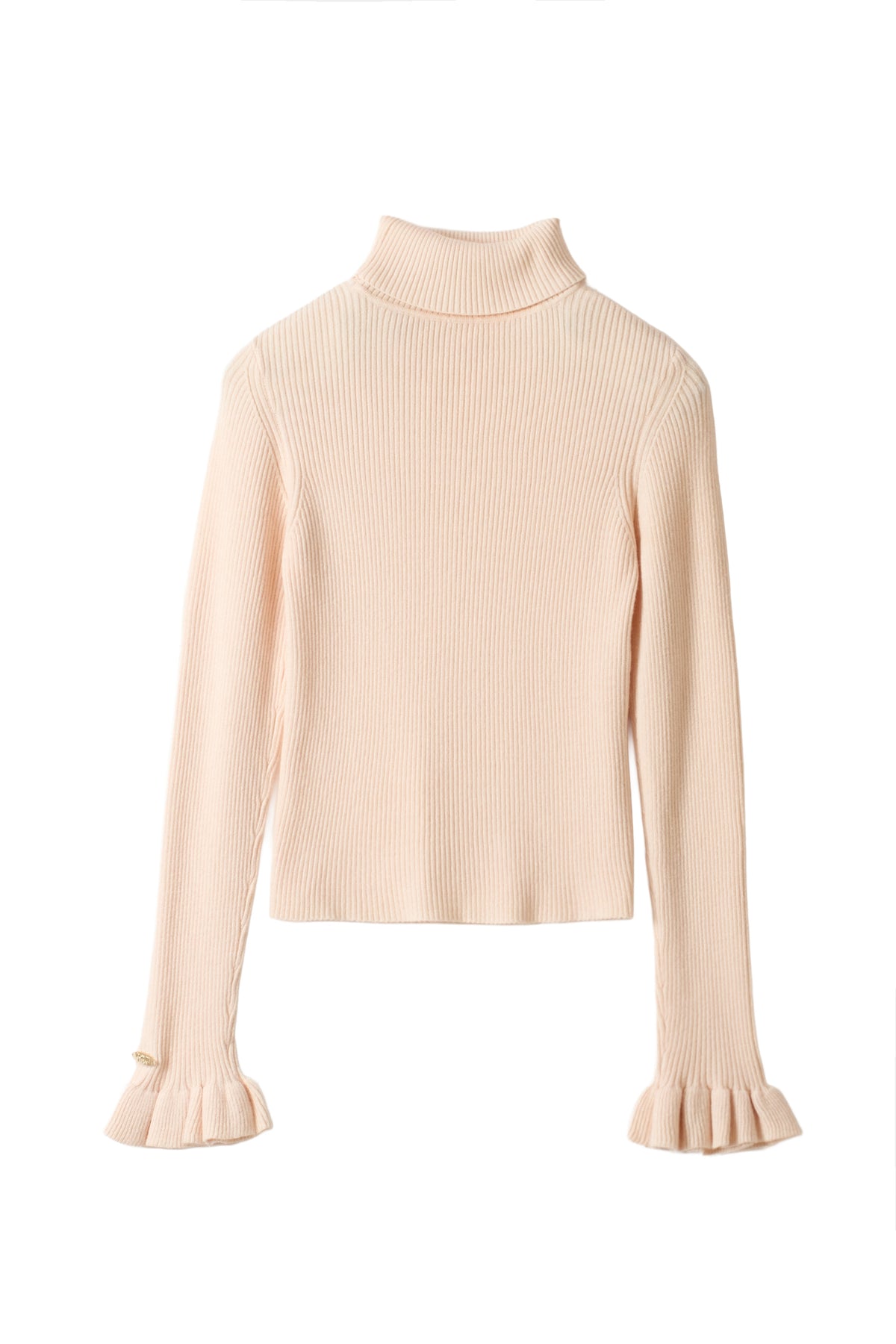 frill high-neck rib knit