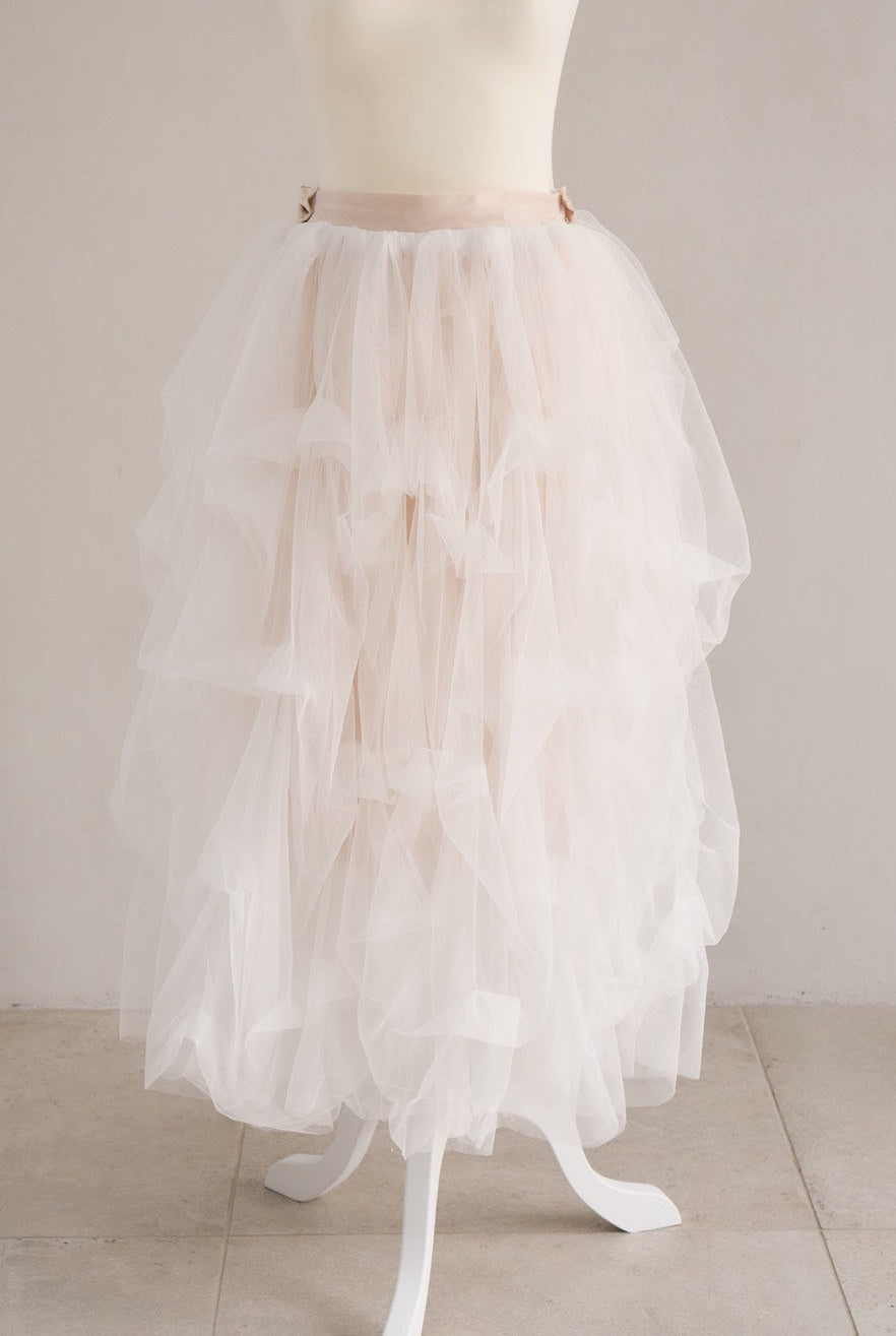 drape ribbon tulle skirt | POMIII PARTAGE