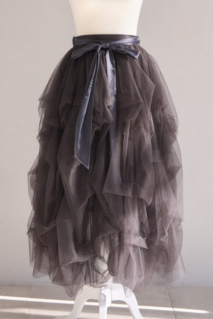 drape ribbon tulle skirt