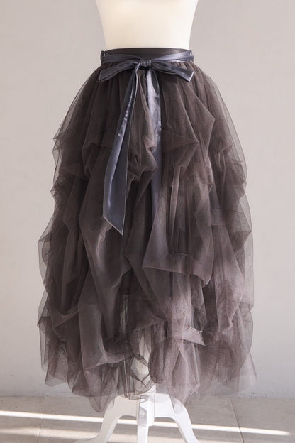 drape ribbon tulle skirt