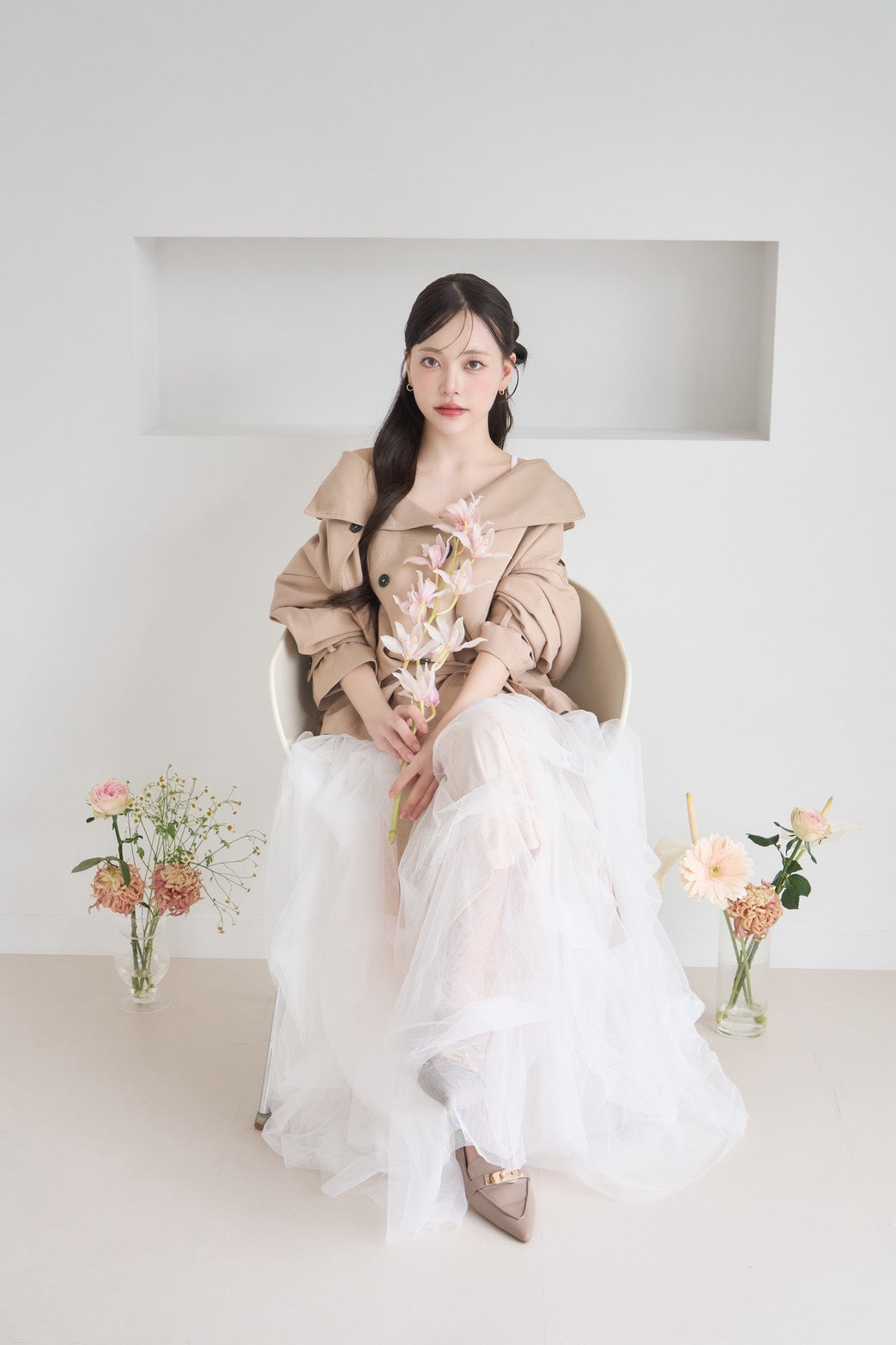 drape ribbon tulle skirt