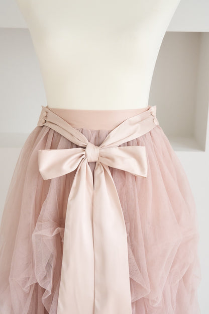 drape ribbon tulle skirt