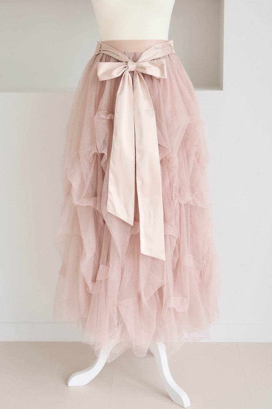 drape ribbon tulle skirt