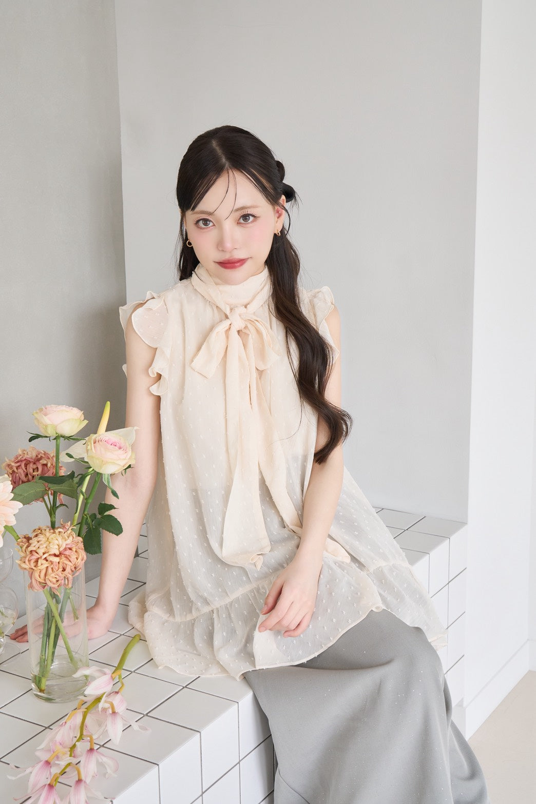 dot sheer blouse
