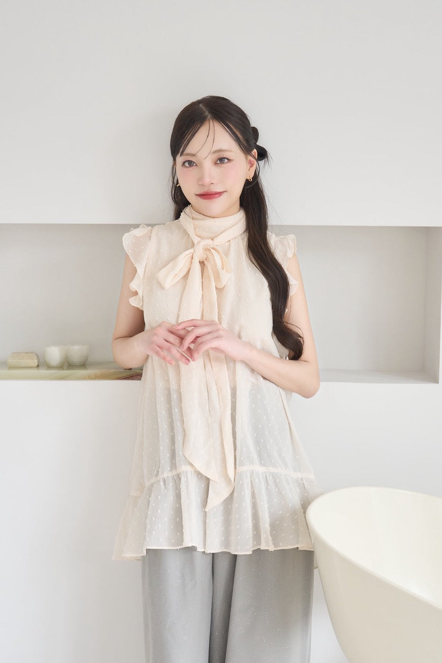 dot sheer blouse