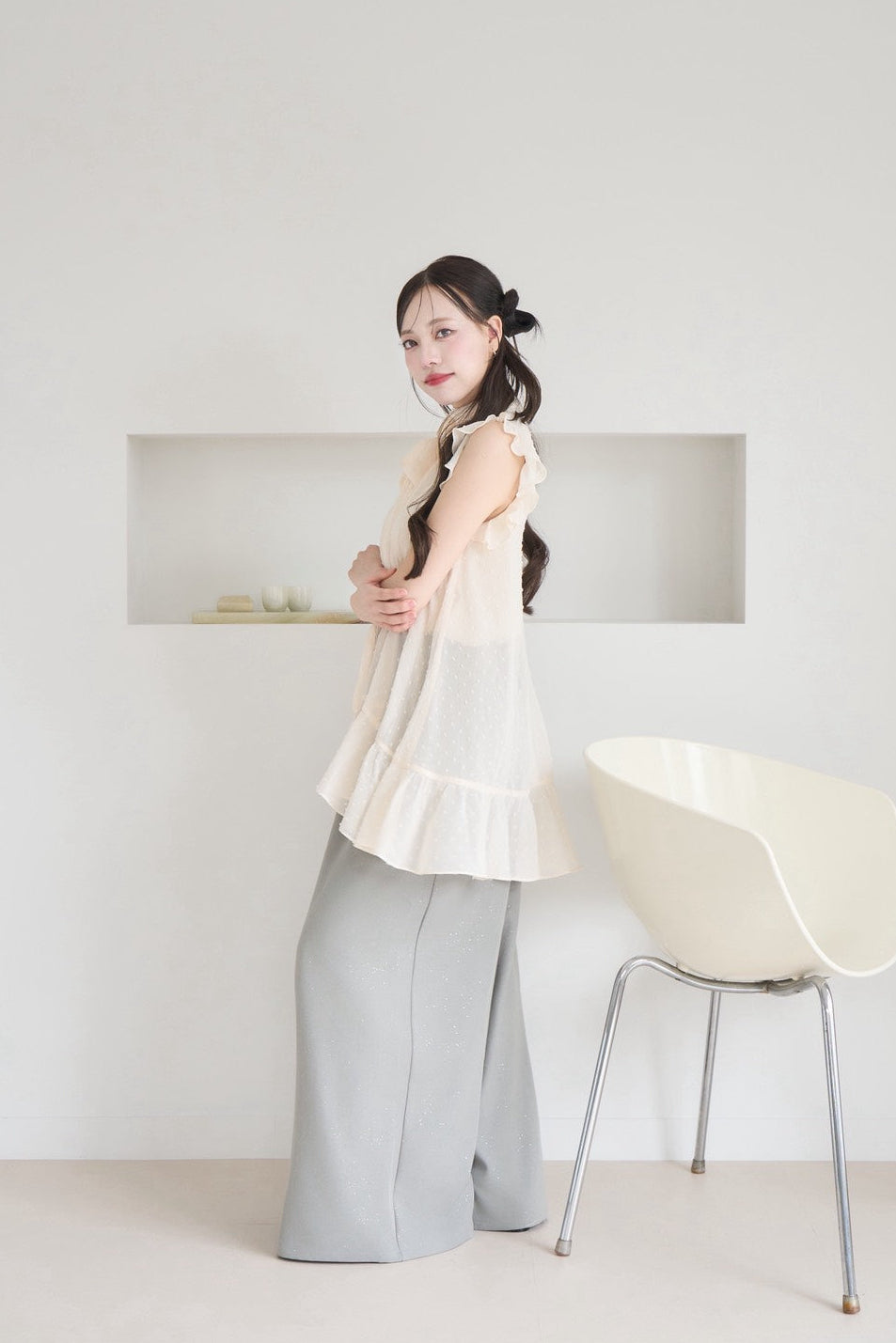dot sheer blouse