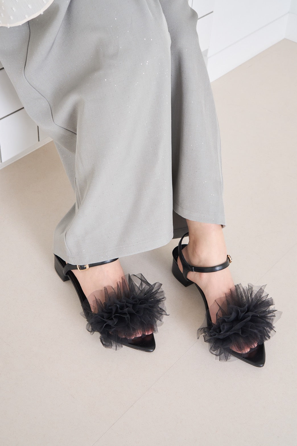 volume tulle sandal