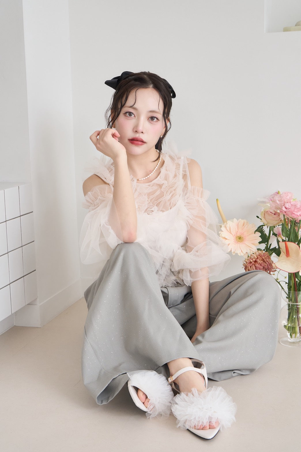 volume tulle sandal
