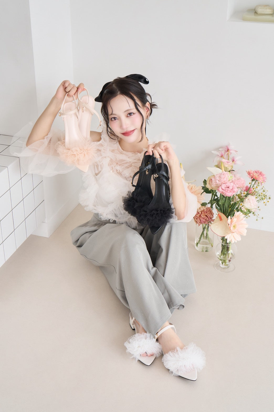 volume tulle sandal