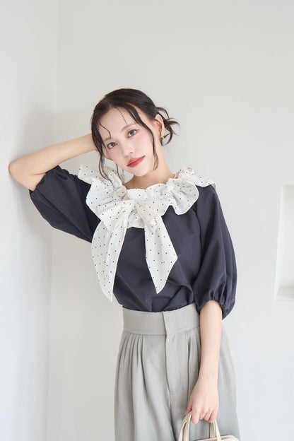 frill collar ribbon blouse