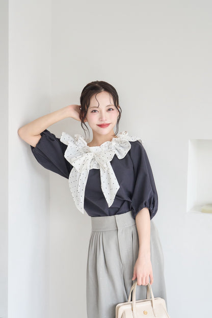 frill collar ribbon blouse