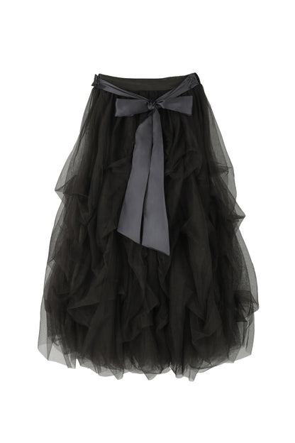 drape ribbon tulle skirt