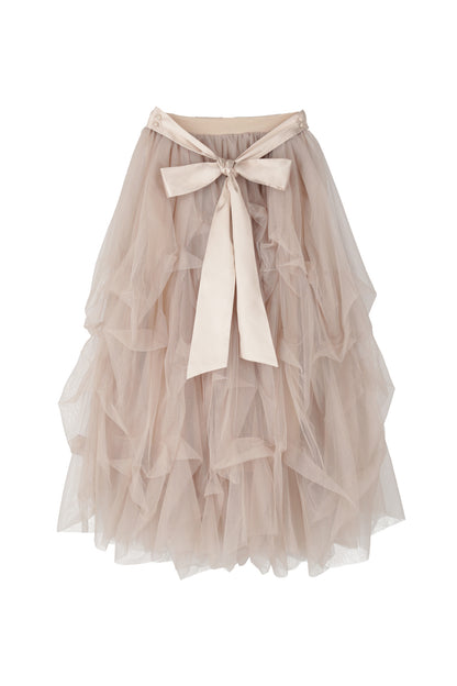 drape ribbon tulle skirt